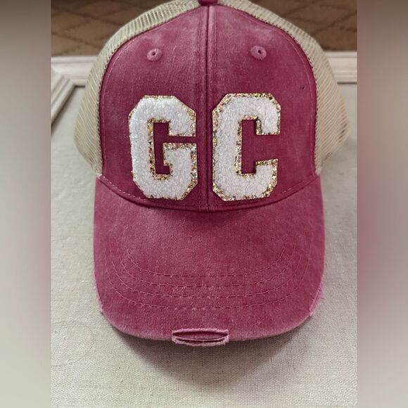 Adams Custom Women's Pink Distressed Mesh Baseball / Trucker Cap NWT - Picture 2 of 9